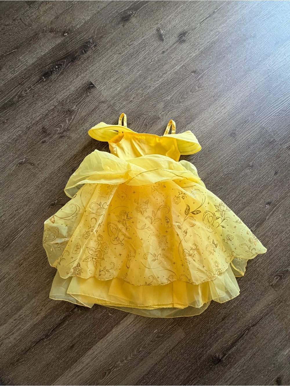 Disney Yellow Princess Dress Costume with Pink Rose Accents - Picture 6 of 7